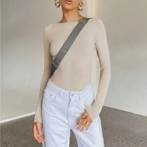 Princess Polly Gatewood Long Sleeve Bodysuit in Bone